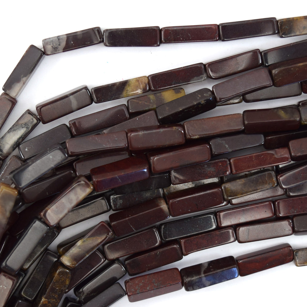 13mm poppy jasper side tube beads 16" strand