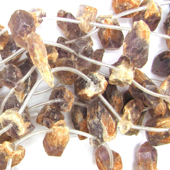 19-34mm natural brown rock crystal nugget beads 15.5" strand