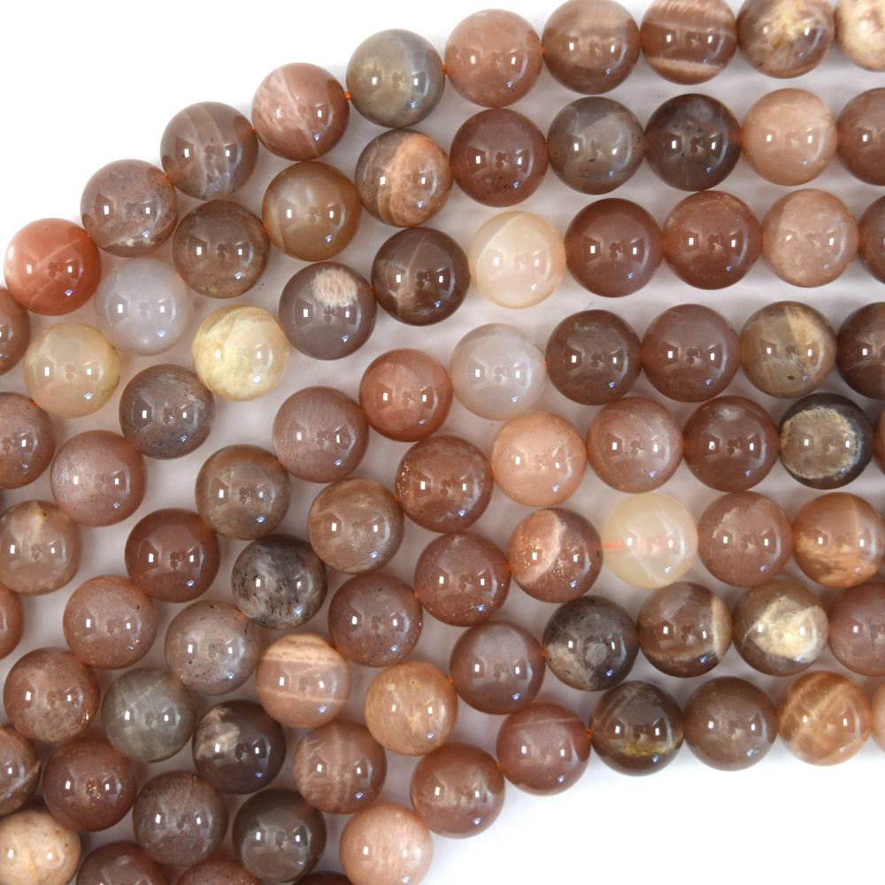 Natural Multicolor Sunstone Round Beads 15.5" Strand 6mm 8mm 10mm S2 - Eagle Beadz
