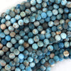 Natural Matte Blue Apatite Round Beads 15.5