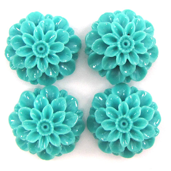 20mm synthetic coral chrysanthemum flower beads 15.5" strand blue 20 pieces