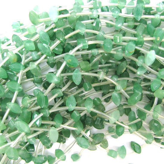 9mm faceted green aventurine marquise beads 14.5" strand