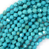 Star Cut Faceted Blue Turquoise Round Beads 15