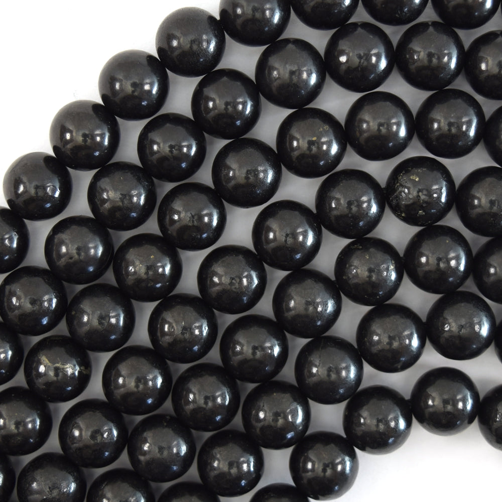 Natural Shungite High Carbon Round Beads 15.5" Strand 4mm 6mm 8mm 10mm 12mm