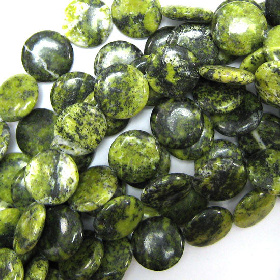 14mm yellow turquoise coin beads 16" strand