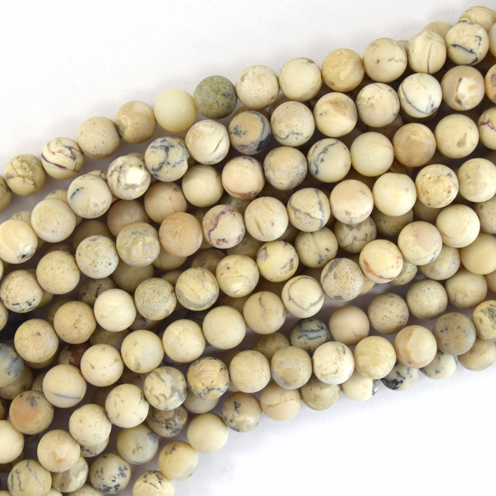 8mm matte african opal round beads 15.5" strand