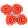 20mm synthetic coral carved rose flower beads 15