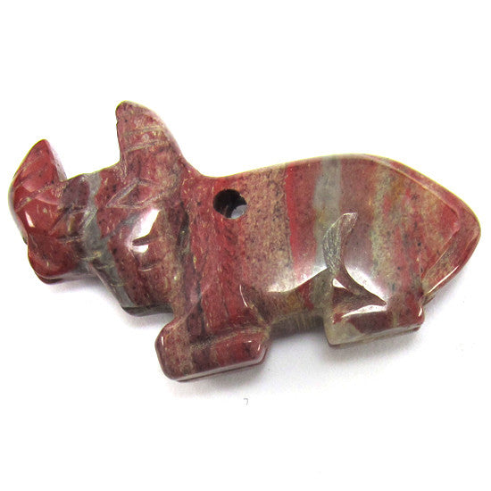 28x48mm poppy jasper carved cow pendant bead 1 pc