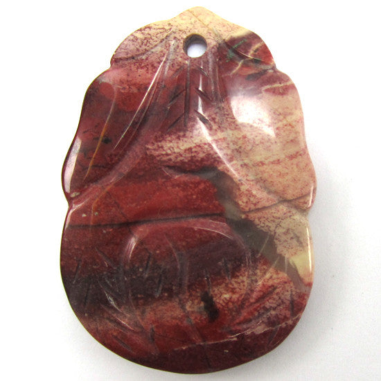 36x50mm poppy jasper carved pendant bead 1 pc