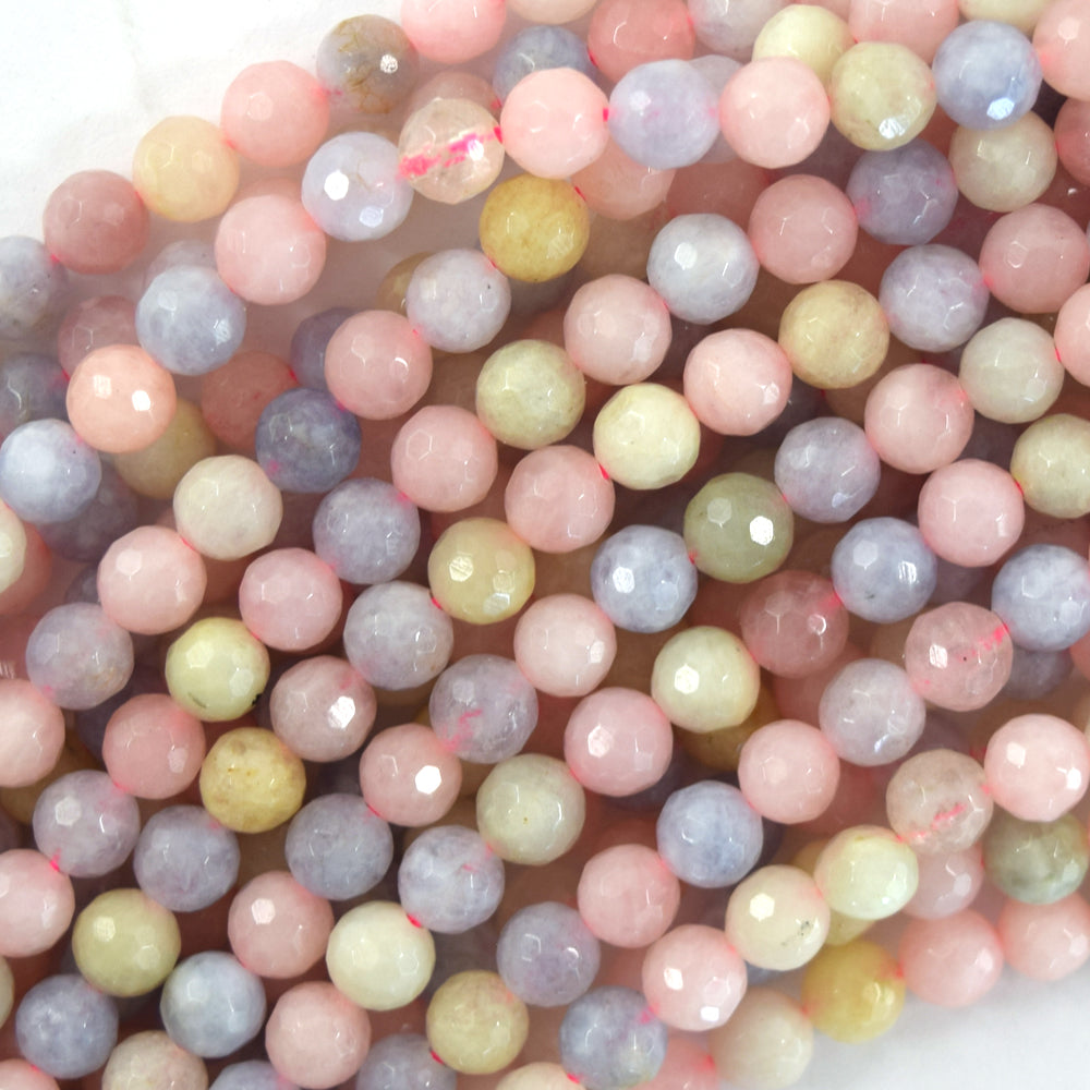 Natural Faceted Morganite Round Beads Gemstone 15.5" Strand Beryl 3mm 4mm - Eagle Beadz