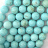 Cream Blue Turquoise Round Beads Gemstone 15.5