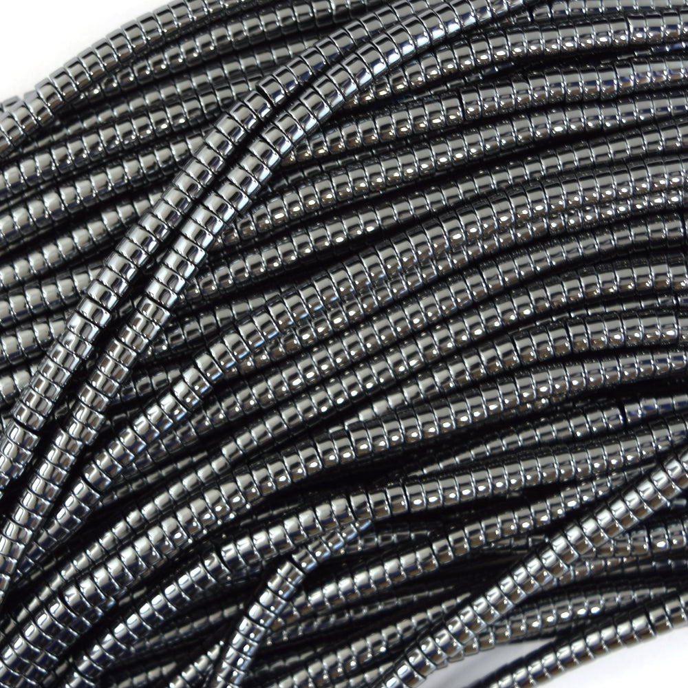 Natural Black Hematite Heishi Disc Beads Gemstone 15.5" Strand 3mm 4mm 6mm 8mm