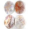 40mm white orange crab fire agate wavy oval pendant bead 1pc