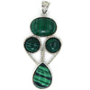 50mm green synthetic malachite silver plated oval coin teardrop pendant bead