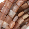 14mm faceted sunstone flat square beads 15