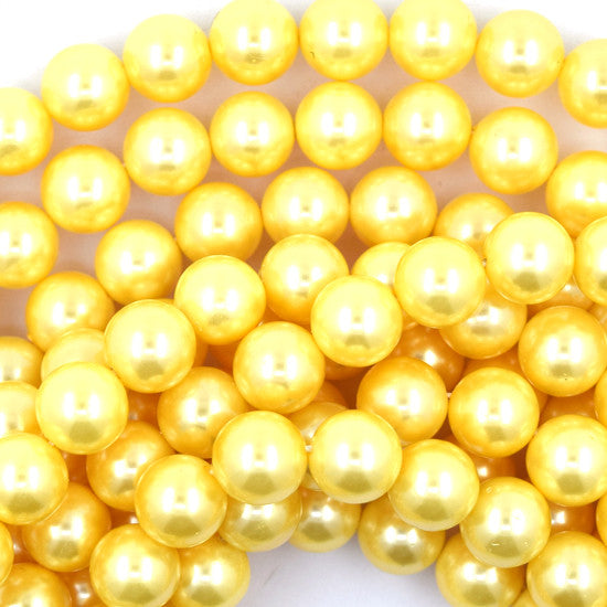 8mm gold shell pearl round beads 16" strand
