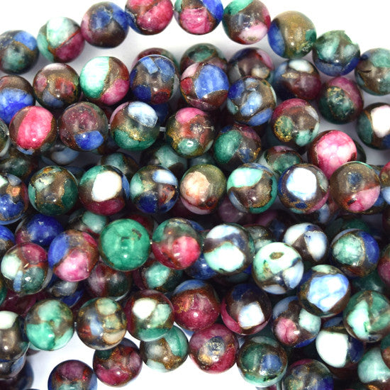 8mm multicolor pressed jade round 15.5" strand