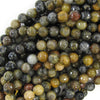 12mm faceted petrified wood agate round beads 15