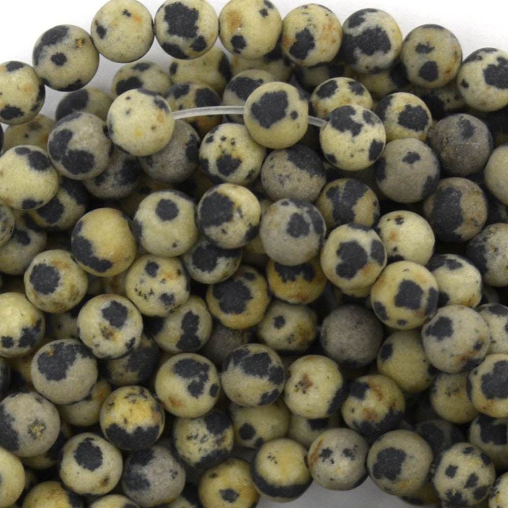 4mm matte dalmatian jasper round beads 15" strand