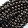 AA Natural Black Blue Arfvedsonite Round Beads 15.5