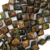 15mm brown green opal diamond shape beads 16