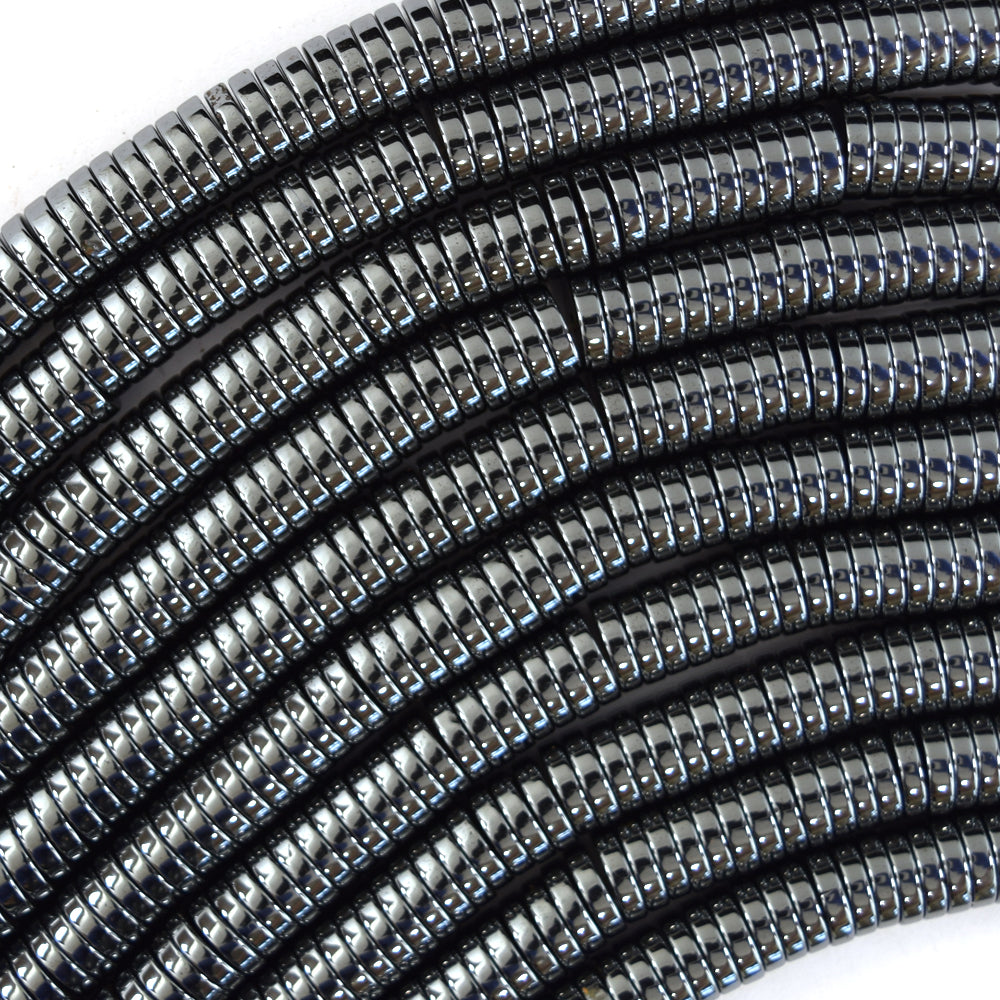 Natural Black Hematite Heishi Disc Beads Gemstone 15.5" Strand 3mm 4mm 6mm 8mm