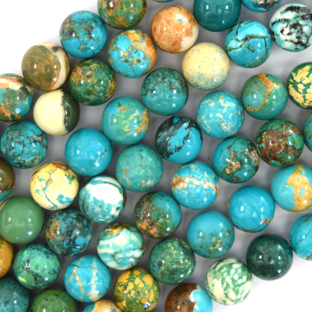 Brown Green Turquoise Round Beads Gemstone 15.5" Strand 4mm 6mm 8mm 10mm 12mm