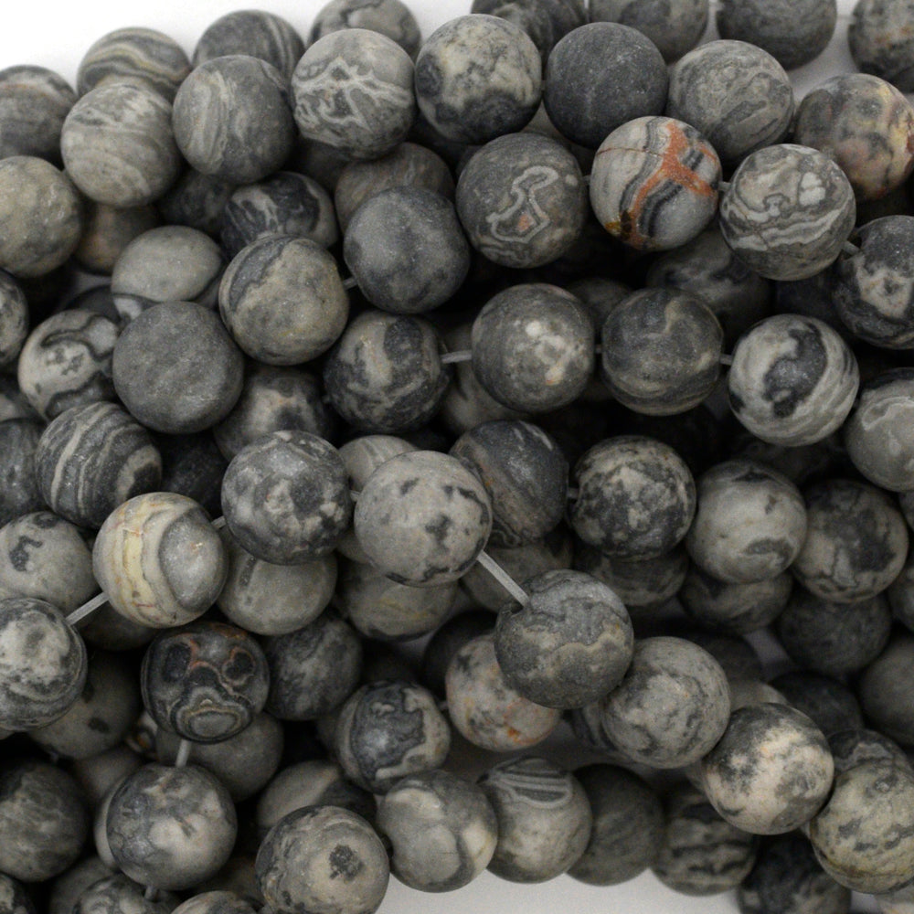 Natural Matte Map Jasper Round Beads Gemstone 15" Strand 6mm 8mm 10mm 12mm