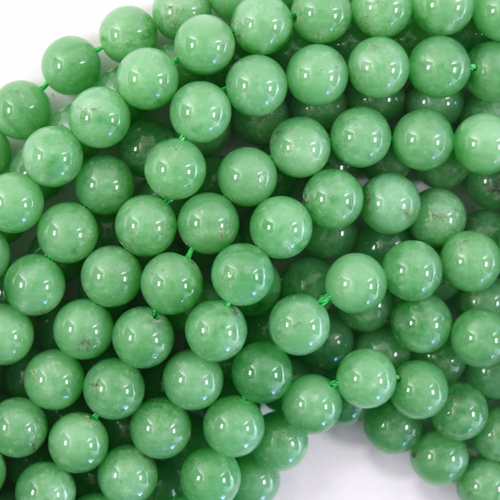 Natural Dark Green Angelite Round Beads Gemstone 15.5" Strand 6mm 8mm 10mm 12mm