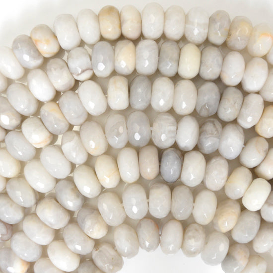 Natural Faceted Cream Crazy Lace Agate Rondelle Button 15" 6mm 8mm 10mm 12mm