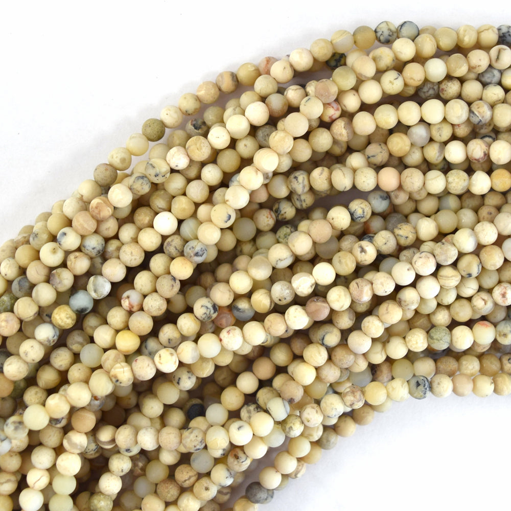 4mm matte african opal round beads 15.5" strand