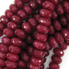 Faceted Ruby Red Jade Rondelle Button Beads 15