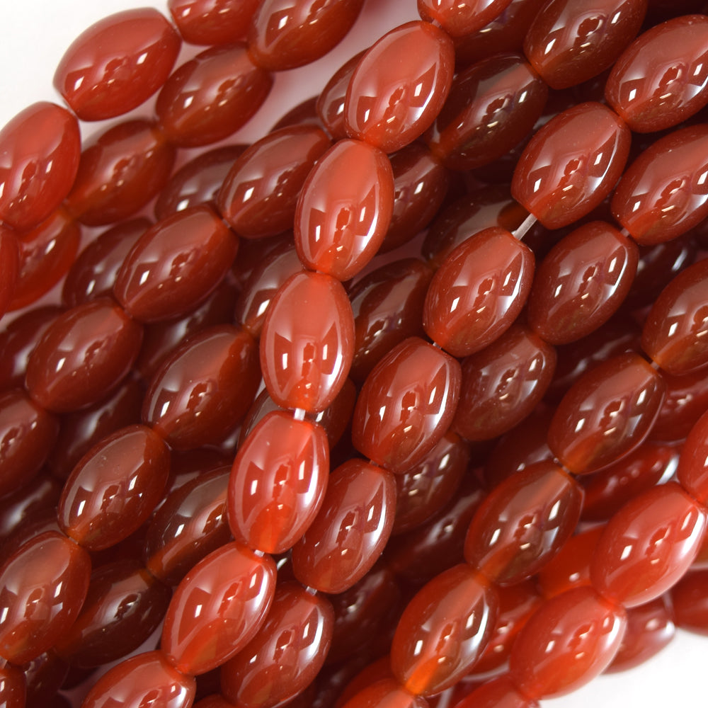 12mm red carnelian rice beadds 15.5" strand