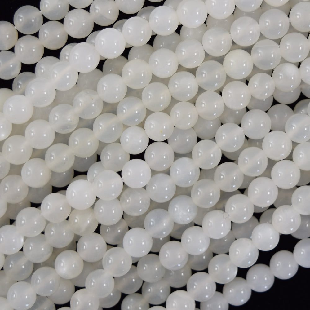 AA Natural Flash Milky White Moonstone Round Beads 15" Strand 4mm 6mm 8mm 10mm