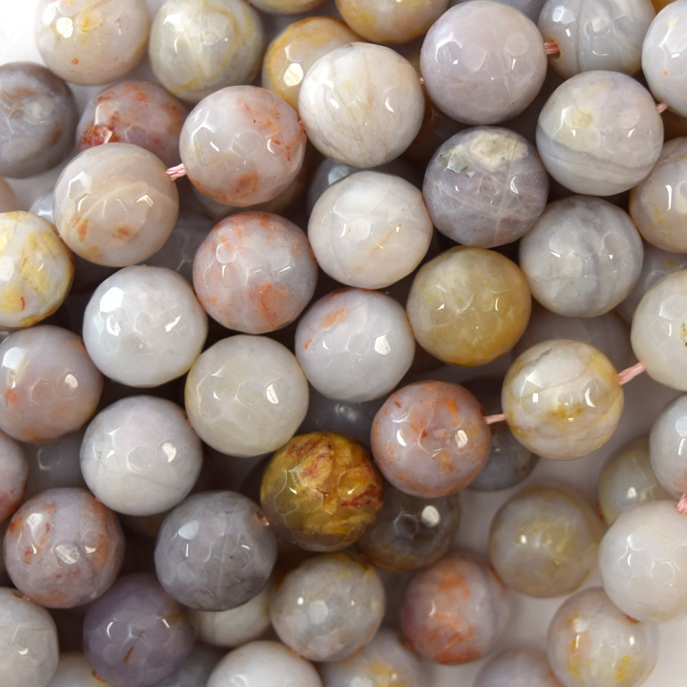 Natural Faceted Brown Cream Crazy Lace Agate Round 15.5" Strand 4mm 6mm 8mm 10mm