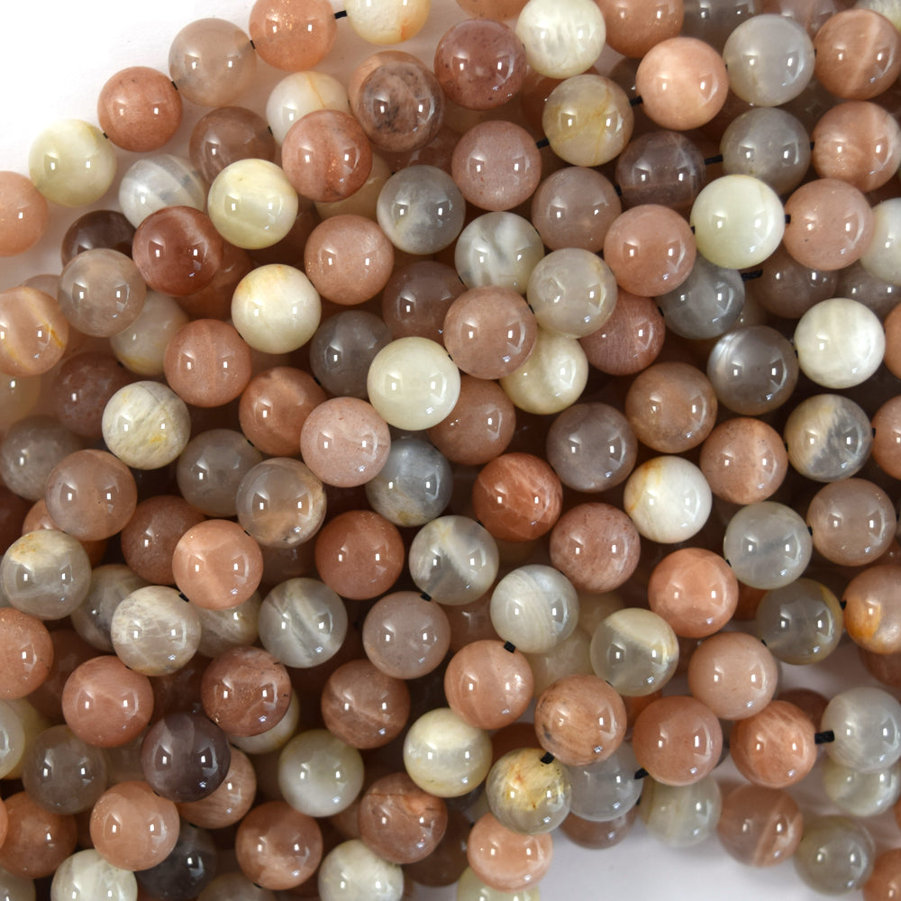 Natural Multicolor Sunstone Round Beads 15.5" Strand 6mm 8mm 10mm S2 - Eagle Beadz