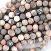 Natural Matte Pink Zebra Jasper Round Beads Gemstone 15