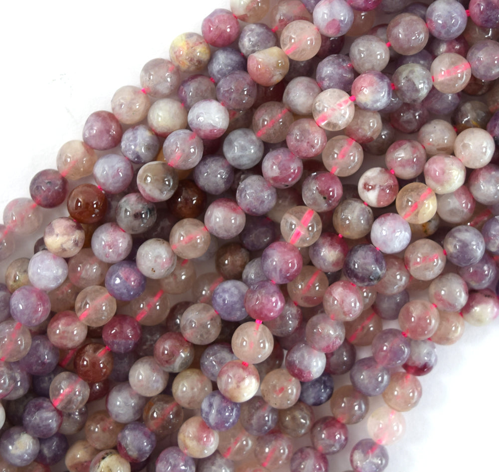 Natural Light Purple Pink Tourmaline Round Beads 15.5" Strand 4mm 6mm 8mm 10mm