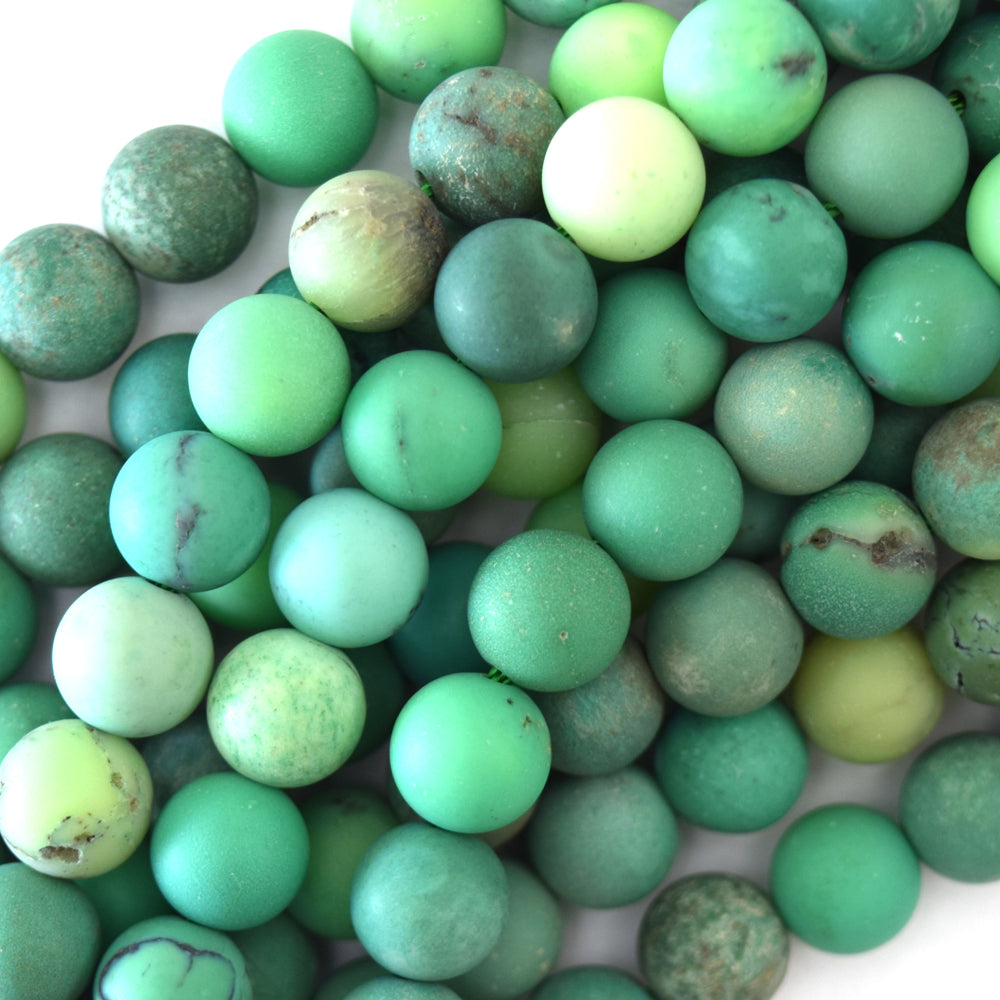 Natural Matte Green Chrysoprase Round Beads 15.5" Strand 4mm 6mm 8mm 10mm