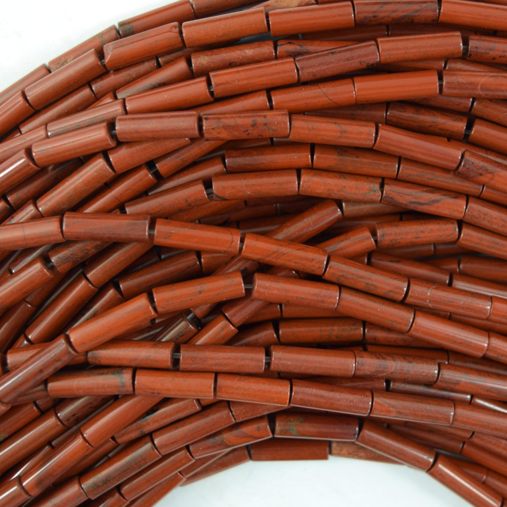 13mm natural red jasper tube beads 15.5" strand 4x13mm