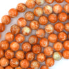 Natural Orange Calcite Round Beads Gemstone 15.5