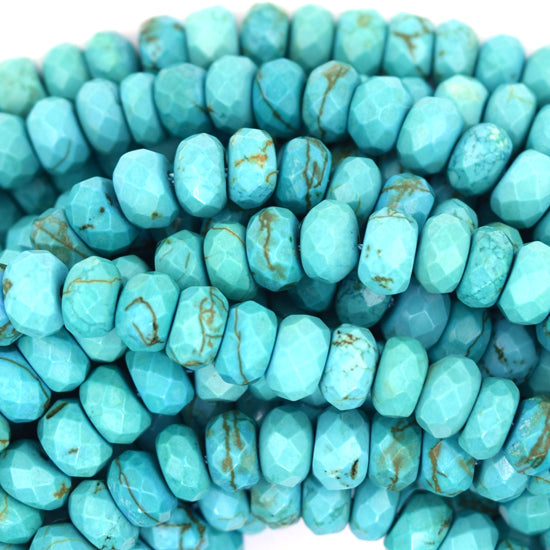 Faceted Blue Turquoise Rondelle Button Beads 15.5" 3mm 4mm 6mm 8mm 10mm 12mm