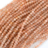 Natural Faceted Orange Gold Sunstone Round Beads 15.5