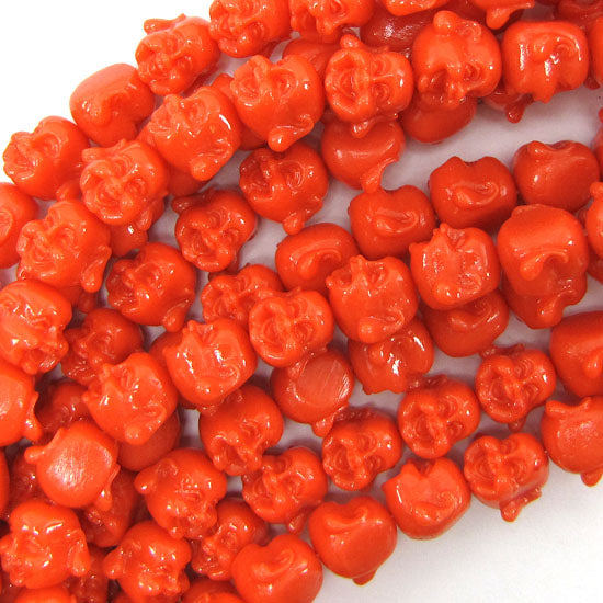 12mm synthetic coral carved buddha beads 14" strand 30 pcs rose pink
