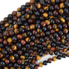 AA Yellow Blue Red Tiger Eye Round Beads 15