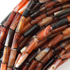 13mm black red stripe agate tube beads 15.5