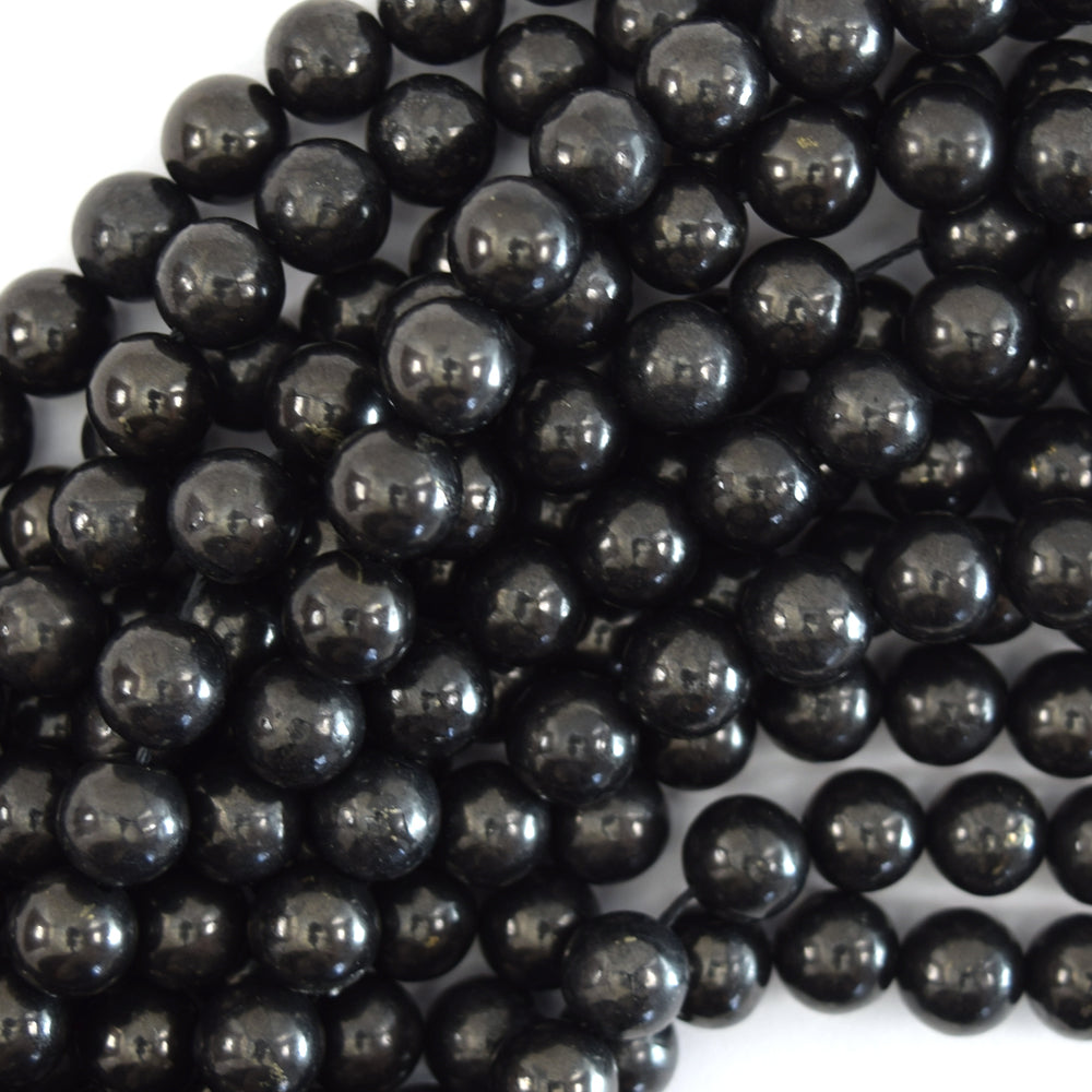 Natural Shungite High Carbon Round Beads 15.5" Strand 4mm 6mm 8mm 10mm 12mm