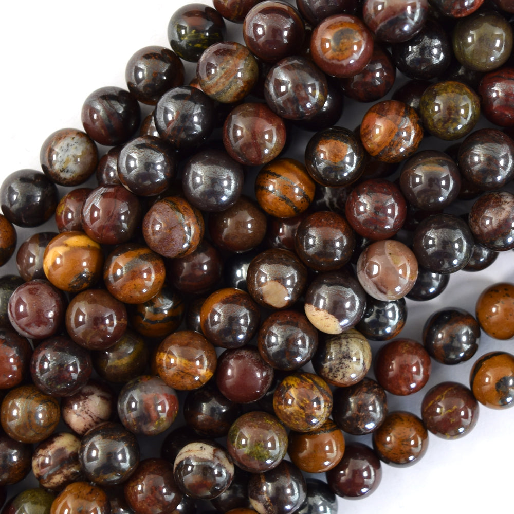 Natural Dark Red Brown Tiger Iron Round Beads Gemstone 15" Strand 6mm 8mm 10mm