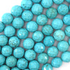 Faceted Blue Turquoise Round Beads 15.5