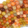 Natural Golden flower Jade Round Beads Gemstone 15